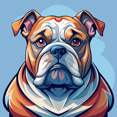 vector illustration of bulldog, head portrait, watercolor