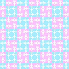 Folk pattern icon. Pastel national motif with walking figures. Vector ethnic design. EPS 10.
