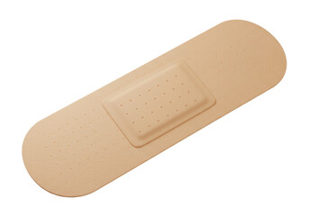 Isolated Beige Adhesive Bandage Strip for Wound Care and First Aid
