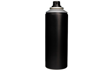 Black metal spray bottle isolated. black spray can