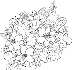 Fototapeta premium christmas, flower, pattern, floral, seamless, vector, decoration, illustration, wallpaper, ornament, vintage, design, rose, nature, art, texture, leaf, flowers, pink, summer, plant, card, element, dec