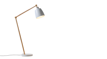 White standing modern floor lamp on a white background