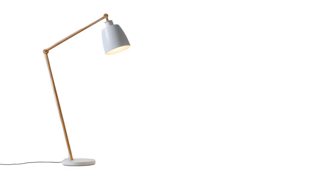 White standing modern floor lamp on a white background