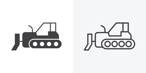 Bulldozer icon. Line Art And Clip art Style Design