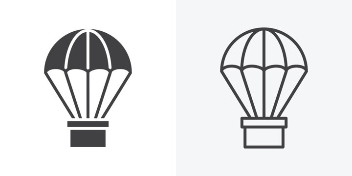 Parachute icon. Line Art And Clip art Style Design