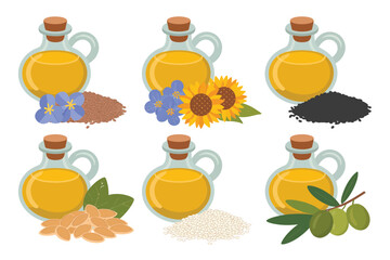 Bottles of natural oils with ingredients