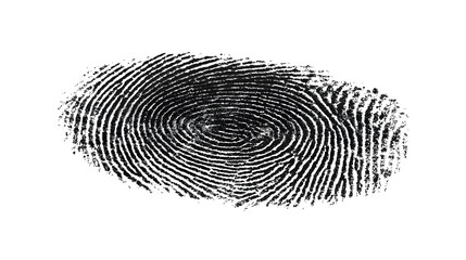 Human fingerprint in black ink on a white background