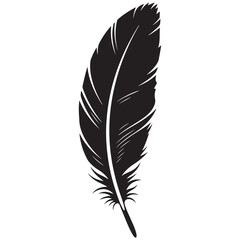 Obraz premium Monochrome Depiction of a Bird Feather Silhouette Elegant and Simple A Symbol of Writing Spirituality and Freedom