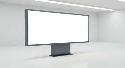 Fototapeta premium Black flat screen digital LCD television display on a white background with a blank screen