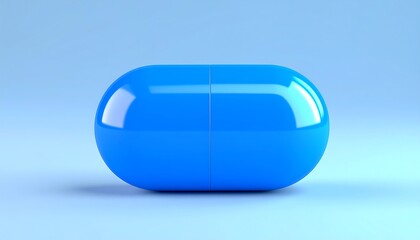 Blue pill on light blue background