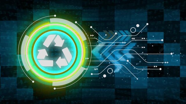 Recycle arrows symbols pattern animation. animated recycle logo in whiteboard style, ideal for representing green economy and recycling concepts.