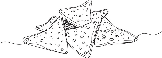 Minimalist line art illustration of a pile of delicious tortilla
