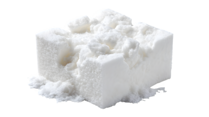 White foam polystyrene packaging chunk on white background