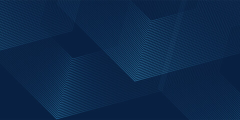 Dark blue background. Modern line stripes curve abstract presentation background. Luxury paper cut background.