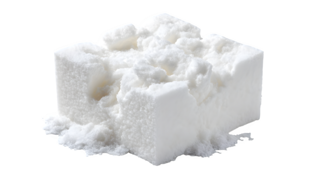 White foam polystyrene packaging chunk on white background