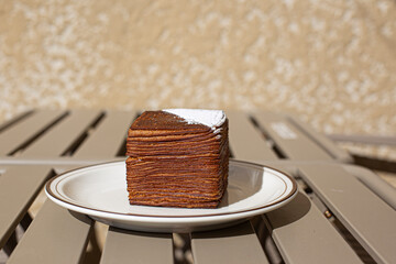baked layer bread toast on table