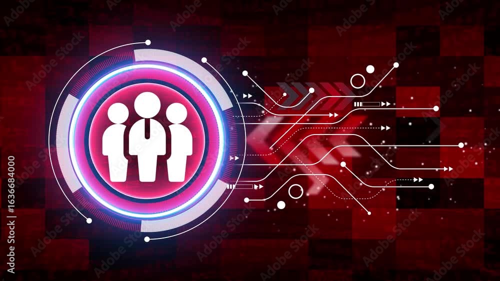 Aufkleber glowing neon teamwork icon. global team work concept animation. animation of network of connections 