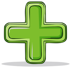 Fototapeta premium Cartoon green medical cross graphic element