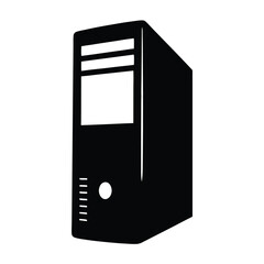 Silhouette of a desktop computer tower for various applications uses