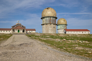 Abandoned radar station with domes in Serra da Estrela