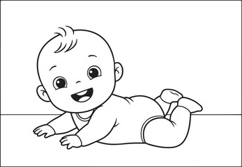 Adorable baby illustration practicing tummy time with cheerful e