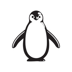 Fototapeta premium Vector art of cute penguin isolated on white background, a simple black and white vector illustration of a cartoon character for wildlife and nature themes