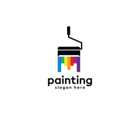 Painting brush icon logo design vector template