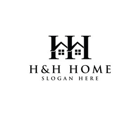 Letter HH Home Logo. Suitable for any business related to house, real estate, construction, interior with HH initials.