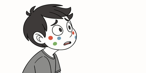 Surprised boy with allergic face