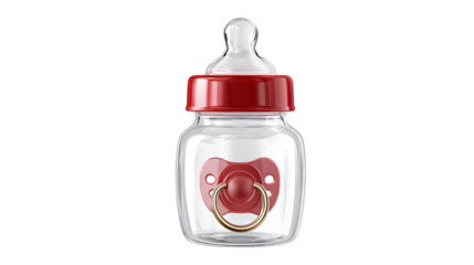 A Captivating Close-Up of a Baby Bottle and Pacifier, Perfect for Newborns, Infants, and Early Childhood Needs