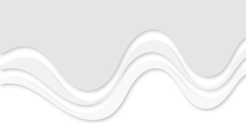 A minimalist abstract background featuring flowing, wavelike layers of white shapes with subtle drop shadows, creating a serene and smooth, almost paper-cut or cloud-like effect.