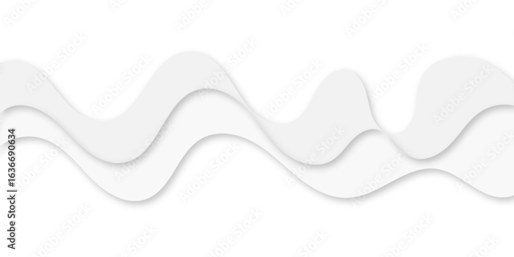 Poster a minimalist abstract background featuring flowing, wavelike layers of white shapes with subtle drop