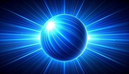 Blue sphere with radiating light