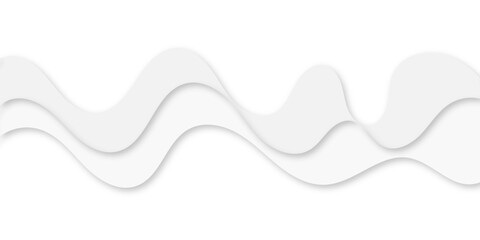 A minimalist abstract background featuring flowing, wavelike layers of white shapes with subtle drop shadows, creating a serene and smooth, almost paper-cut or cloud-like effect.