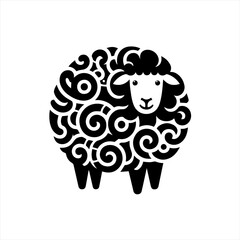 Fluffy sheep on white background