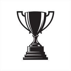 Black trophy cup with handles and tiered base award winner