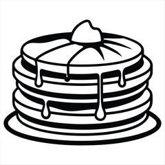 Stylized icon of a stack of pancakes with syrup and butter