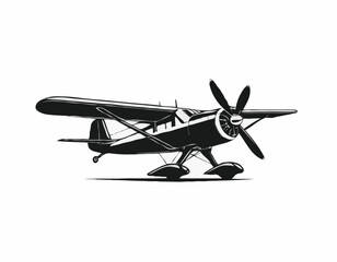 Propeller Plane image vector. Black and white Propeller Plane Stock Illustration on white background.