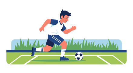 Obraz premium Boy Plays Soccer With Energy And Enthusiasm On The Field