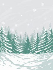 Obraz premium Snowy Pine Forest in Winter 
