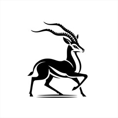 Stylized black silhouette of a gazelle with curved horns