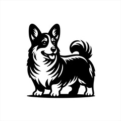 Obraz premium Stylized black and white corgi dog illustration