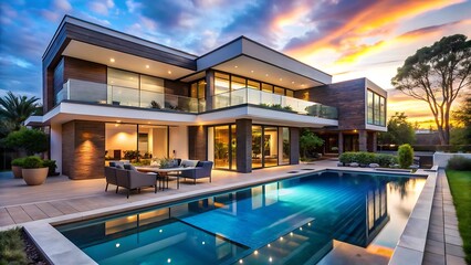 hotel swimming pool at night