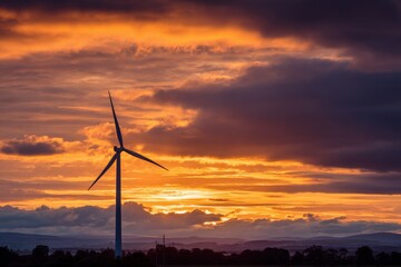 Wind Turbine Sunset Landscape Energy Power.