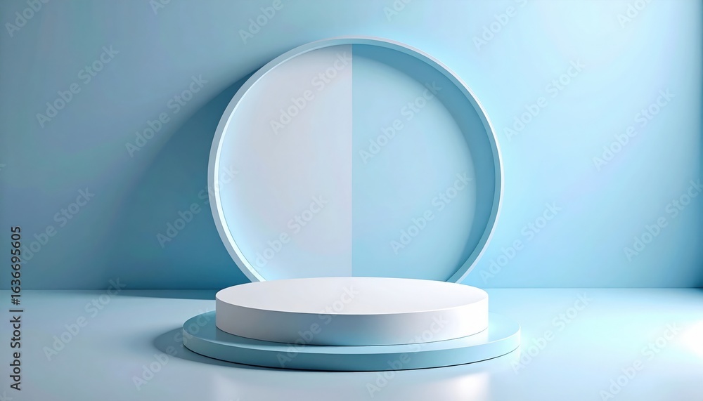 Poster creating minimalist display platforms for product showcases in modern spaces aesthetic design indoor