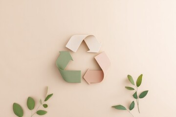 Stylish recycling symbol with pastel colors surrounded by green