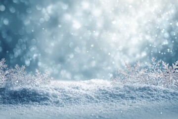 Winter wonderland snow scene with copy space. winter background with a snowflake border and white vignetting. Winter Wonderland. Illustration.