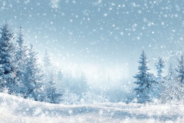 Winter wonderland snow scene with copy space. winter background with a snowflake border and white vignetting. Winter Wonderland. Illustration.