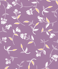 Seamless summer pattern with watercolor flowers handmade