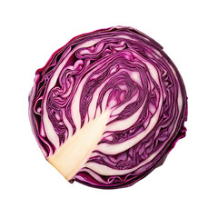 Obraz premium Half of a fresh red cabbage isolated on transparent background